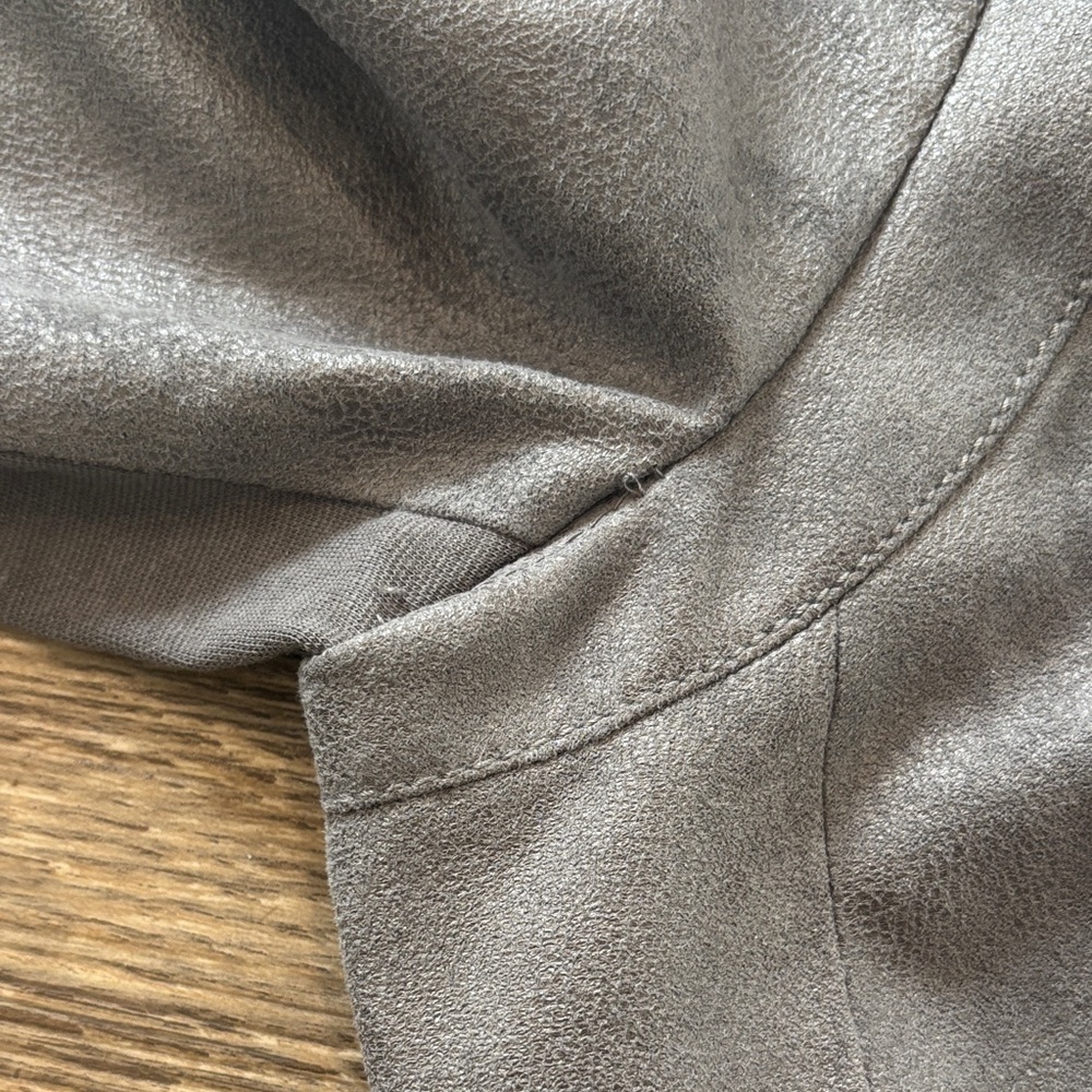 DKNY JEANS Grey Faux Suede Asymmetrical Zip Jacket Moto Biker Womens Size Medium - Picture 11 of 13